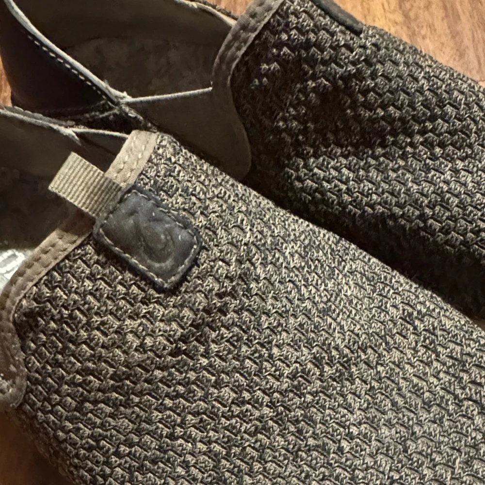 OluKai Textured Brown Slip-On Loafers